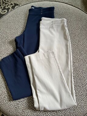 JM Collection Ponte Pull-On Pants in Navy and Light Gray